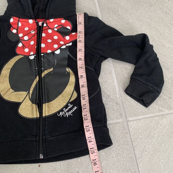 Minnie Mouse Girls Black Zip Up Hoodie Size 5T - Picture 5 of 5